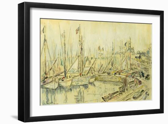 Barges on the Seine; Les Peniches Sur La Seine-Maximilien Luce-Framed Giclee Print