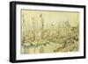 Barges on the Seine; Les Peniches Sur La Seine-Maximilien Luce-Framed Giclee Print