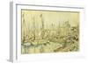 Barges on the Seine; Les Peniches Sur La Seine-Maximilien Luce-Framed Giclee Print