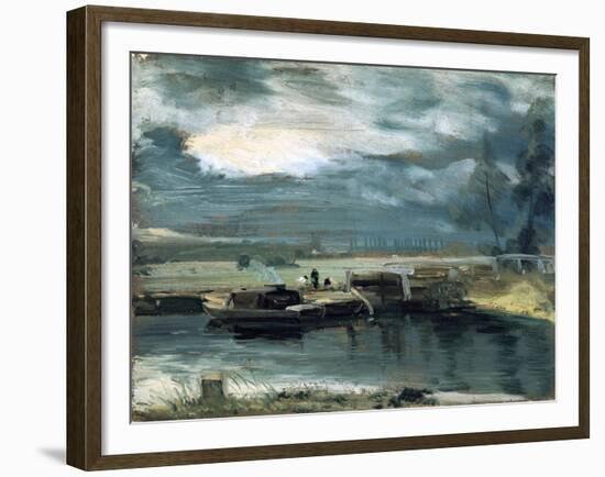 Barges on the Stour, with Dedham Church in the Distance, 1811-John Constable-Framed Giclee Print