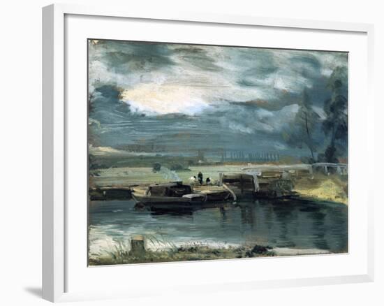 Barges on the Stour, with Dedham Church in the Distance, 1811-John Constable-Framed Giclee Print