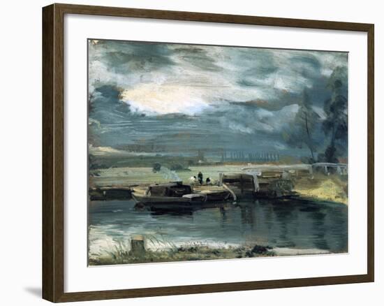 Barges on the Stour, with Dedham Church in the Distance, 1811-John Constable-Framed Giclee Print