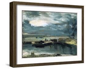 Barges on the Stour, with Dedham Church in the Distance, 1811-John Constable-Framed Giclee Print