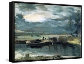 Barges on the Stour, with Dedham Church in the Distance, 1811-John Constable-Framed Stretched Canvas