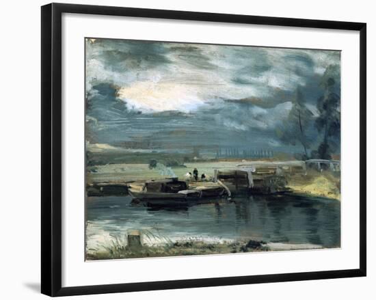 Barges on the Stour, with Dedham Church in the Distance, 1811-John Constable-Framed Premium Giclee Print