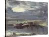 Barges on the Stour with Dedham Church in the Distance, 1811-John Constable-Stretched Canvas