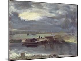 Barges on the Stour with Dedham Church in the Distance, 1811-John Constable-Mounted Giclee Print