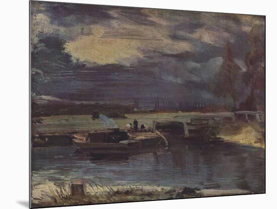 'Barges on the Stour, with Dedham Church in the distance', c1811-John Constable-Mounted Premium Giclee Print