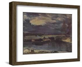 'Barges on the Stour, with Dedham Church in the distance', c1811-John Constable-Framed Giclee Print