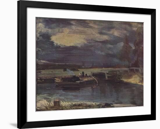 'Barges on the Stour, with Dedham Church in the distance', c1811-John Constable-Framed Giclee Print