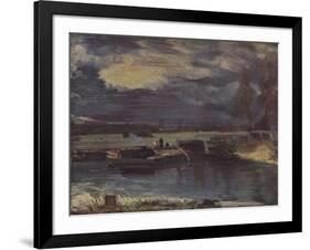 'Barges on the Stour, with Dedham Church in the distance', c1811-John Constable-Framed Giclee Print
