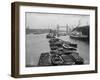 Barges on the Thames, Seen from London Bridge, Looking Towards Tower Bridge-null-Framed Photographic Print