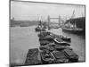 Barges on the Thames, Seen from London Bridge, Looking Towards Tower Bridge-null-Mounted Photographic Print