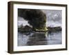 Barges Set Afire during the Homestead Strike at Carnegie Steel, c.1892-null-Framed Giclee Print