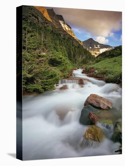 Baring Creek with Going to the Sun Mountain in Glacier National Park, Montana, USA-Chuck Haney-Stretched Canvas