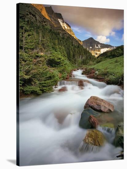 Baring Creek with Going to the Sun Mountain in Glacier National Park, Montana, USA-Chuck Haney-Stretched Canvas