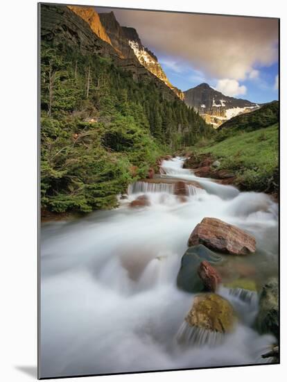 Baring Creek with Going to the Sun Mountain in Glacier National Park, Montana, USA-Chuck Haney-Mounted Photographic Print