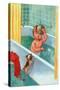 Barking Puppy Sponge Bath-Mildred Plew Merryman-Stretched Canvas