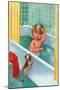 Barking Puppy Sponge Bath-Mildred Plew Merryman-Mounted Art Print