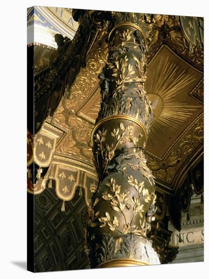 Barley Sugar Column from the Baldacchino with Laurel Leaves and Putti Chasing Bees, 1633-Giovanni Lorenzo Bernini-Stretched Canvas