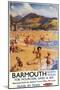 Barmouth, England - Beach Scene Mother and Kids British Rail Poster-Lantern Press-Mounted Art Print