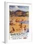 Barmouth, England - Beach Scene Mother and Kids British Rail Poster-Lantern Press-Framed Art Print