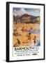 Barmouth, England - Beach Scene Mother and Kids British Rail Poster-Lantern Press-Framed Art Print