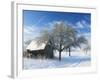 Barn and Apple Trees in Winter, Weigheim, Baden-Wurttemberg, Germany, Europe-Jochen Schlenker-Framed Photographic Print