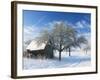 Barn and Apple Trees in Winter, Weigheim, Baden-Wurttemberg, Germany, Europe-Jochen Schlenker-Framed Photographic Print