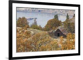 Barn And Columbia River-Donald Paulson-Framed Giclee Print