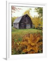 Barn and Fall Colors near Jericho Center, Vermont, USA-Darrell Gulin-Framed Photographic Print