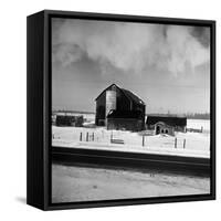 Barn and Farm Buildings in Snow, as Seen from Train Window-Walker Evans-Framed Stretched Canvas
