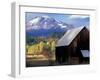 Barn and Mount Adams, Trout Lake, Washington, USA-William Sutton-Framed Photographic Print