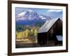 Barn and Mount Adams, Trout Lake, Washington, USA-William Sutton-Framed Photographic Print