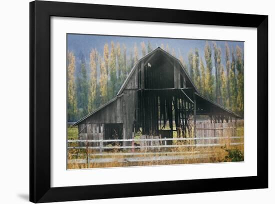 Barn and Poplars-David Winston-Framed Giclee Print