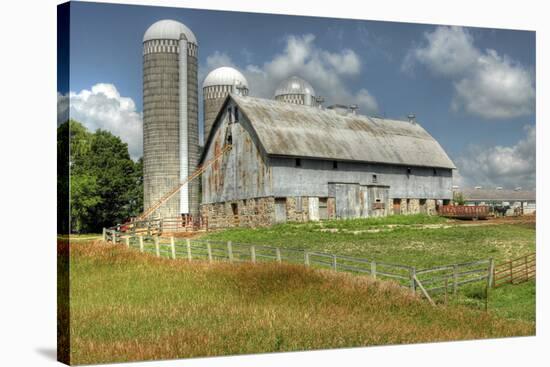 Barn and Silo, Minnesota, USA-Michael Scheufler-Stretched Canvas