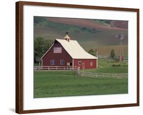 Barn and Windmill in Colfax, Palouse Region, Washington, USA-Adam Jones-Framed Photographic Print