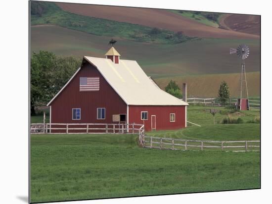 Barn and Windmill in Colfax, Palouse Region, Washington, USA-Adam Jones-Mounted Photographic Print