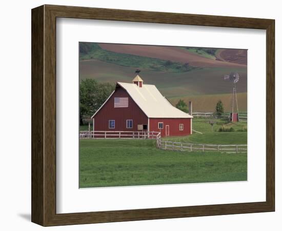 Barn and Windmill in Colfax, Palouse Region, Washington, USA-Adam Jones-Framed Photographic Print