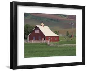 Barn and Windmill in Colfax, Palouse Region, Washington, USA-Adam Jones-Framed Photographic Print