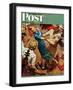 "Barn dance," Saturday Evening Post Cover, November 25, 1944-Mead Schaeffer-Framed Premium Giclee Print