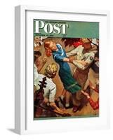 "Barn dance," Saturday Evening Post Cover, November 25, 1944-Mead Schaeffer-Framed Premium Giclee Print