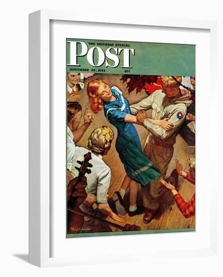 "Barn dance," Saturday Evening Post Cover, November 25, 1944-Mead Schaeffer-Framed Premium Giclee Print