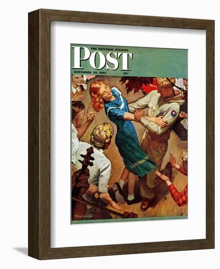 "Barn dance," Saturday Evening Post Cover, November 25, 1944-Mead Schaeffer-Framed Giclee Print