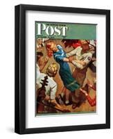"Barn dance," Saturday Evening Post Cover, November 25, 1944-Mead Schaeffer-Framed Giclee Print