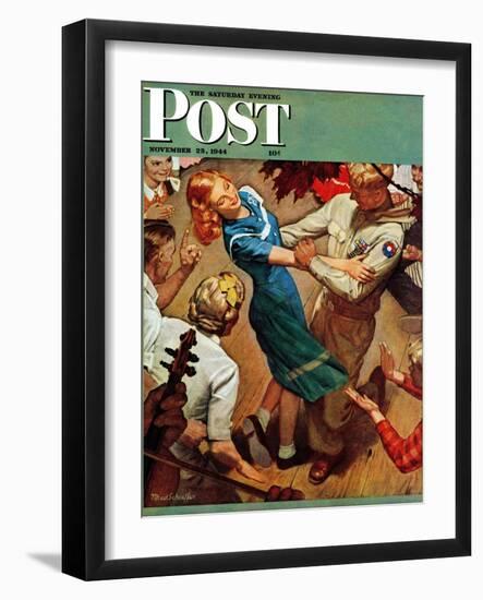 "Barn dance," Saturday Evening Post Cover, November 25, 1944-Mead Schaeffer-Framed Giclee Print