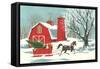 Barn, Horse-Drawn Sleigh-null-Framed Stretched Canvas