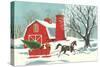 Barn, Horse-Drawn Sleigh-null-Stretched Canvas