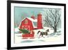 Barn, Horse-Drawn Sleigh-null-Framed Premium Giclee Print