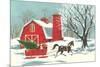 Barn, Horse-Drawn Sleigh-null-Mounted Premium Giclee Print